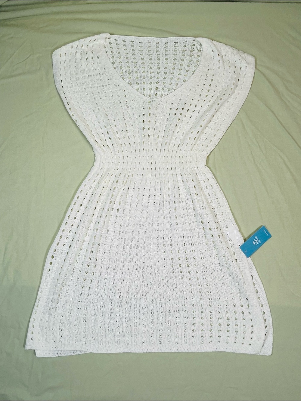 NWT Cupshe Women’s White Crochet Swim Cover Up Dress, Medium